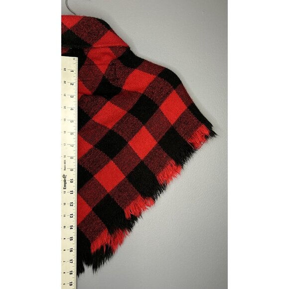 Buffalo Plaid Shawl Poncho Girls 4T Red Black Toggle Cape Christmas Cute Photo - Picture 4 of 9